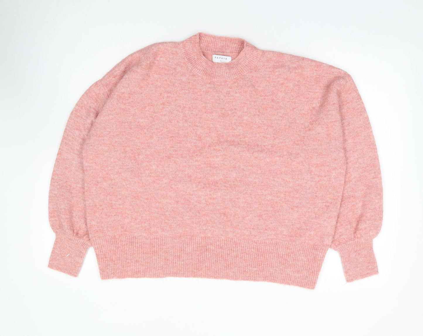 Papaya Womens Pink Mock Neck Acrylic Pullover Jumper Size L