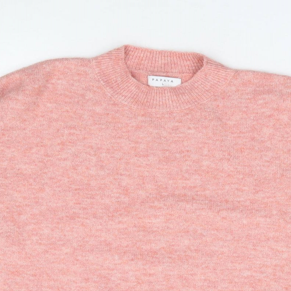 Papaya Womens Pink Mock Neck Acrylic Pullover Jumper Size L