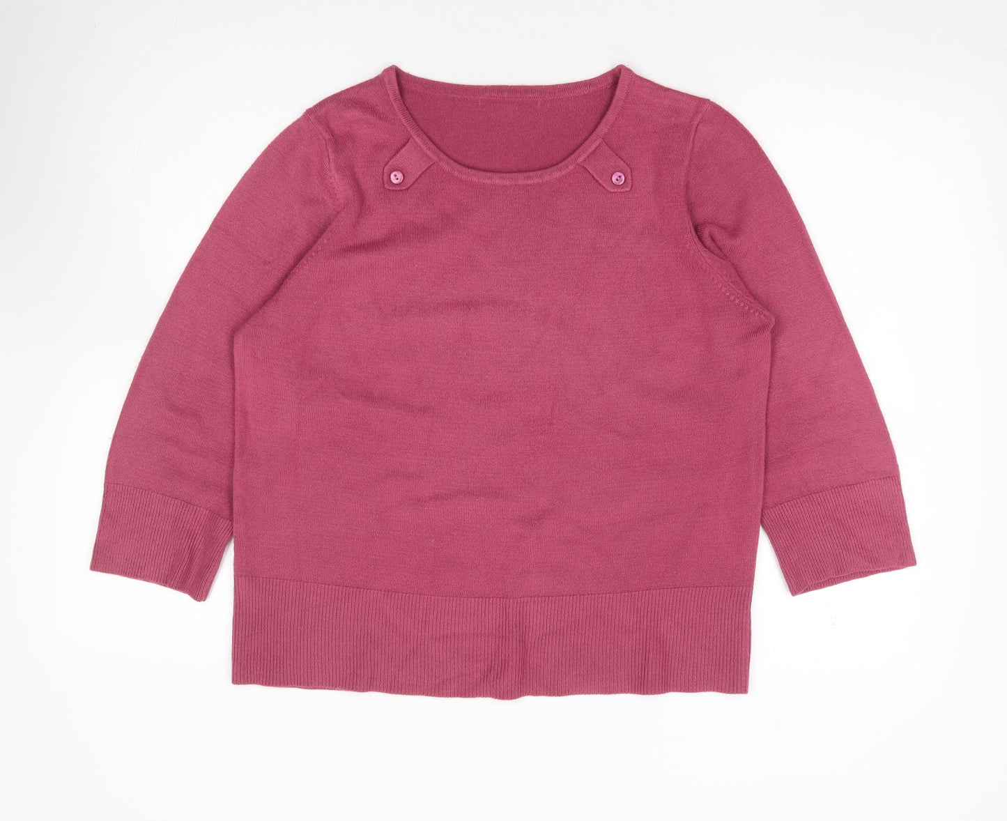Preworn Womens Pink Round Neck Acrylic Pullover Jumper Size L