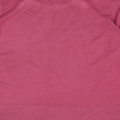 Preworn Womens Pink Round Neck Acrylic Pullover Jumper Size L