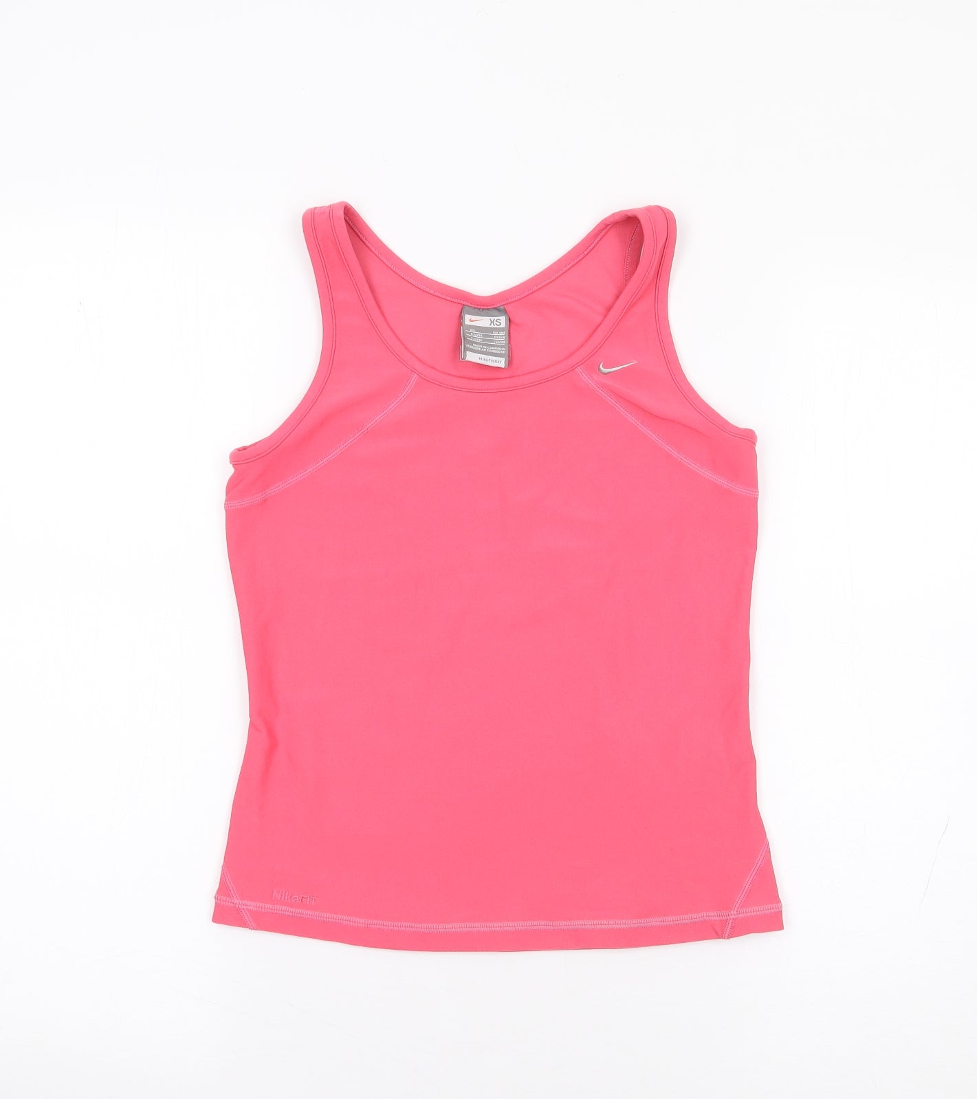 Nike Womens Pink Polyester Jersey Tank Size XS Round Neck Pullover
