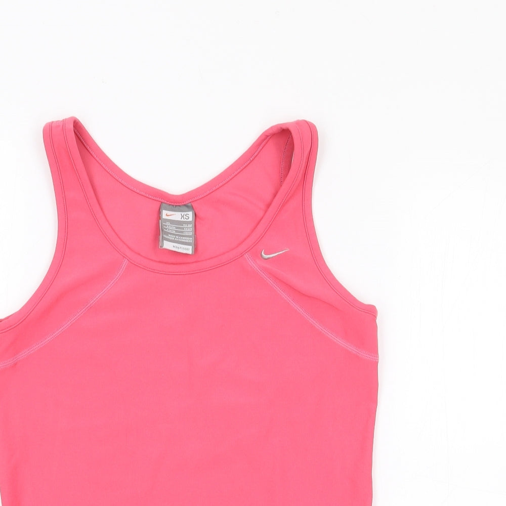 Nike Womens Pink Polyester Jersey Tank Size XS Round Neck Pullover