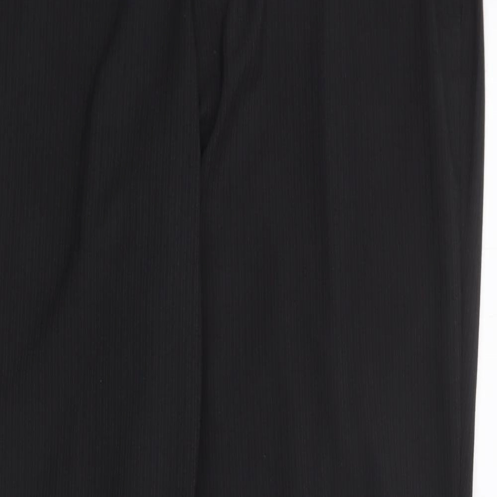 River Island Mens Black Striped Polyester Trousers Size 36 L33 in Regular Zip