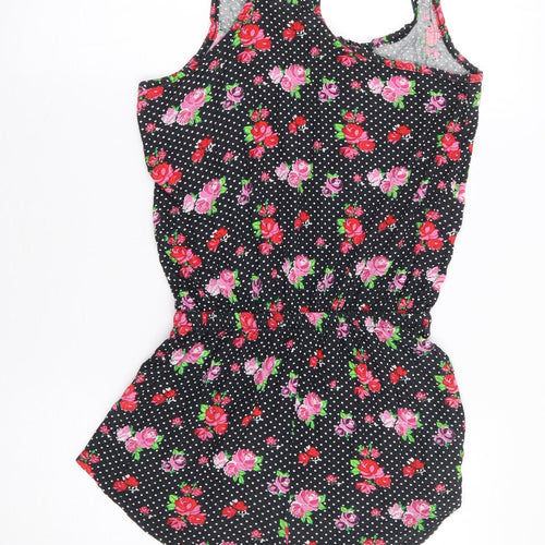 Primark Womens Multicoloured Floral Viscose Romper One-Piece Size 10 Button