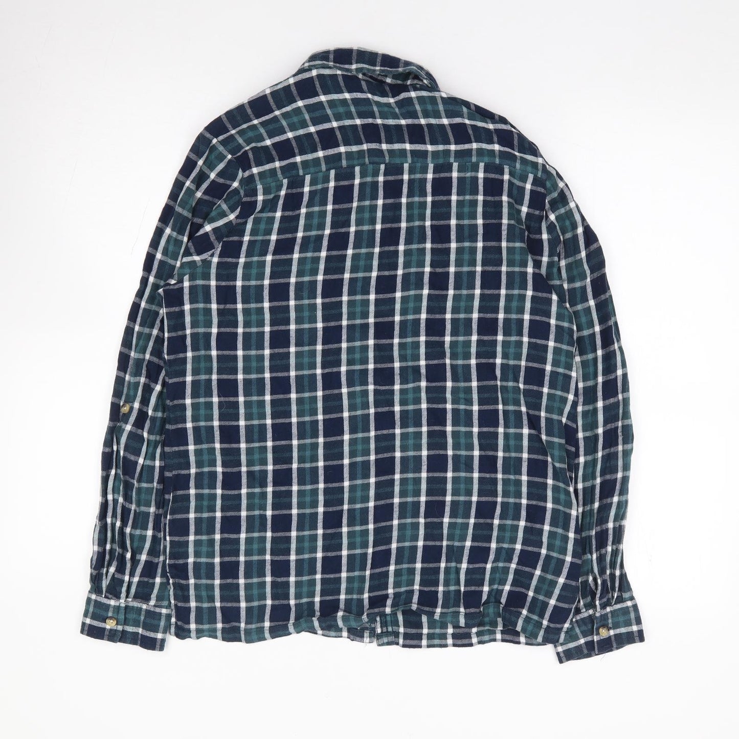 Primark Womens Green Plaid 100% Cotton Jersey Button-Up Size 12 Collared