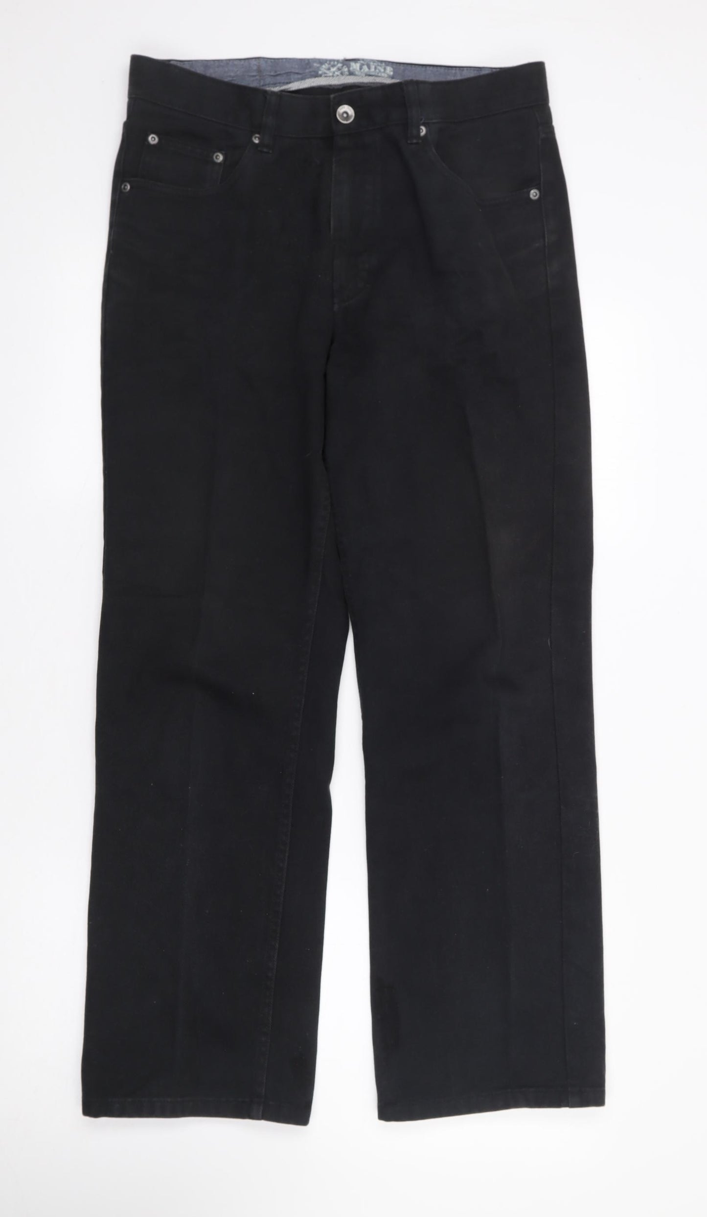 Maine Mens Black Cotton Straight Jeans Size 32 L30 in Regular Zip