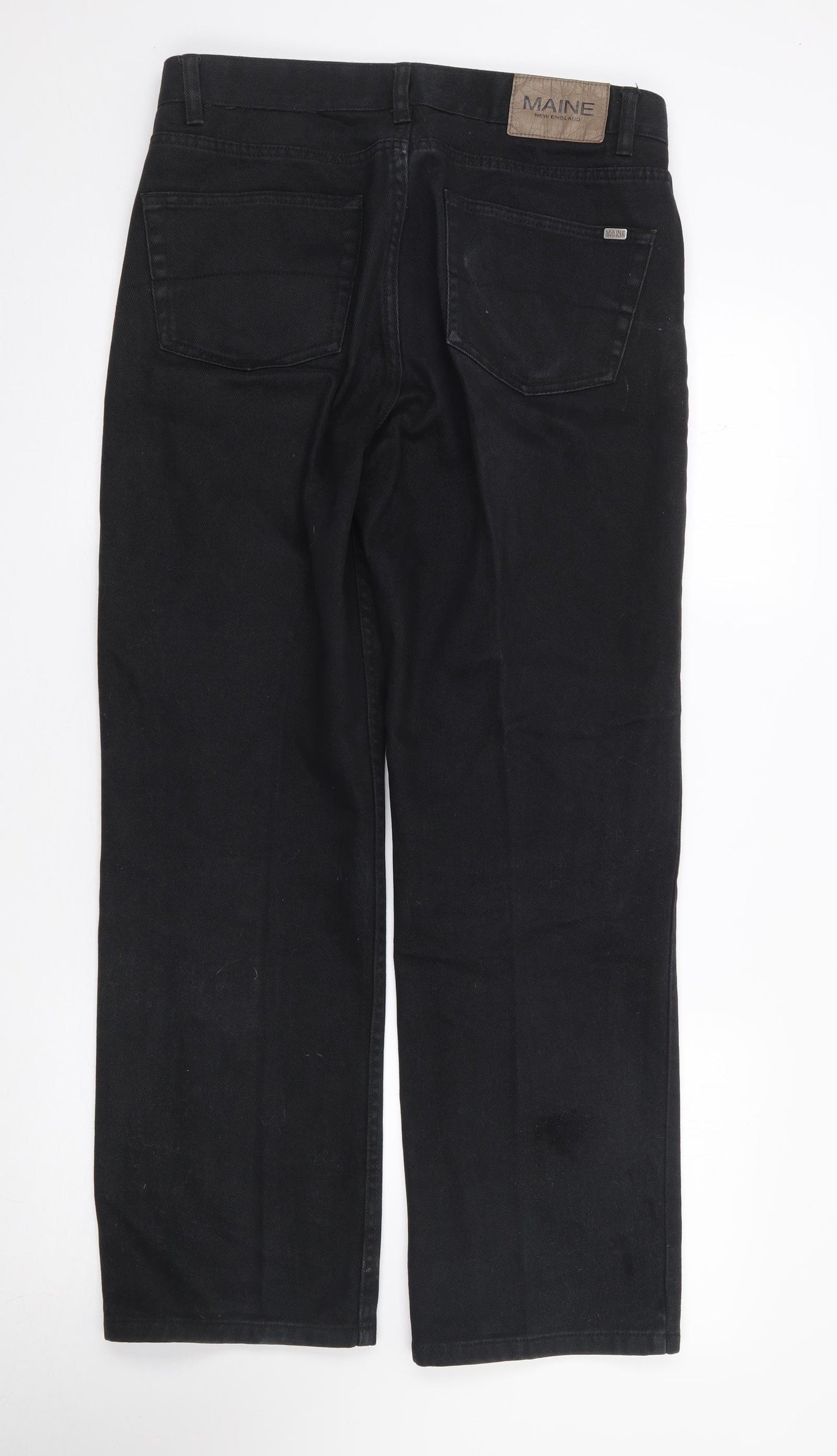 Maine Mens Black Cotton Straight Jeans Size 32 L30 in Regular Zip
