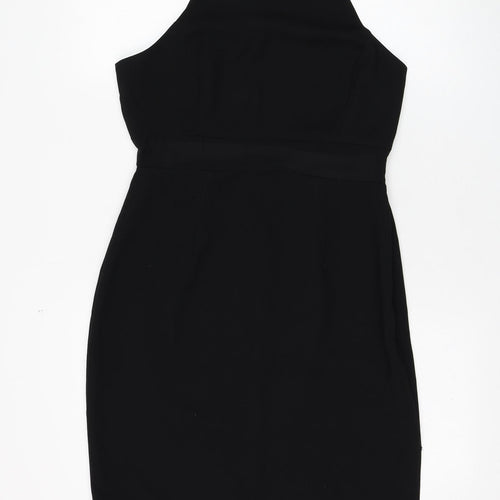 FOREVER 21 Womens Black Polyester Shift Size M Round Neck Zip