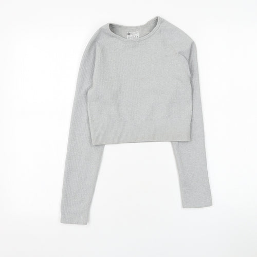 Preworn Womens Grey Polyamide Basic T-Shirt Size M Round Neck Pullover