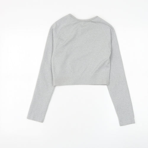 Preworn Womens Grey Polyamide Basic T-Shirt Size M Round Neck Pullover