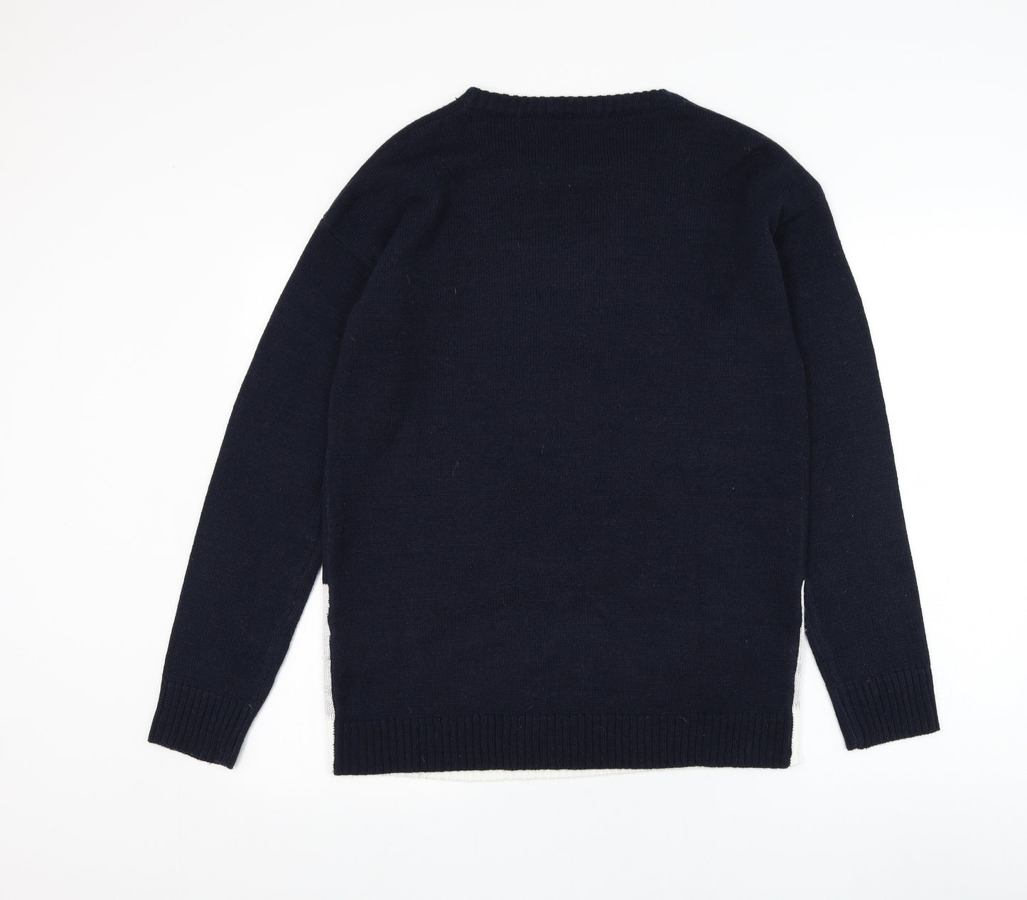 Fluid Womens Blue Round Neck Acrylic Pullover Jumper Size 14 - Christmas