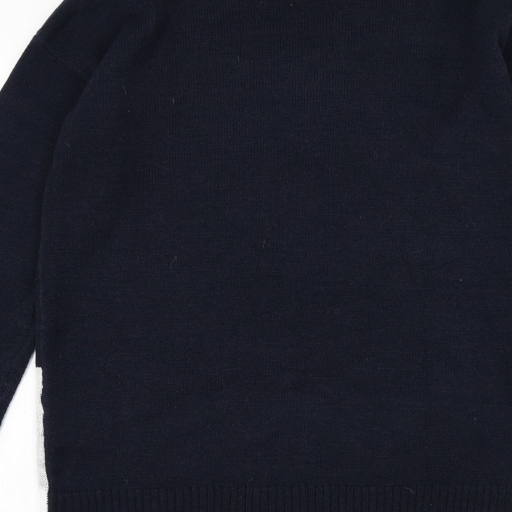 Fluid Womens Blue Round Neck Acrylic Pullover Jumper Size 14 - Christmas