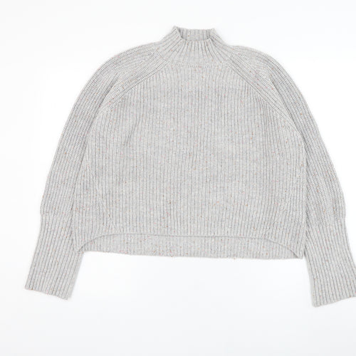 NEXT Womens Grey Mock Neck Acrylic Pullover Jumper Size M