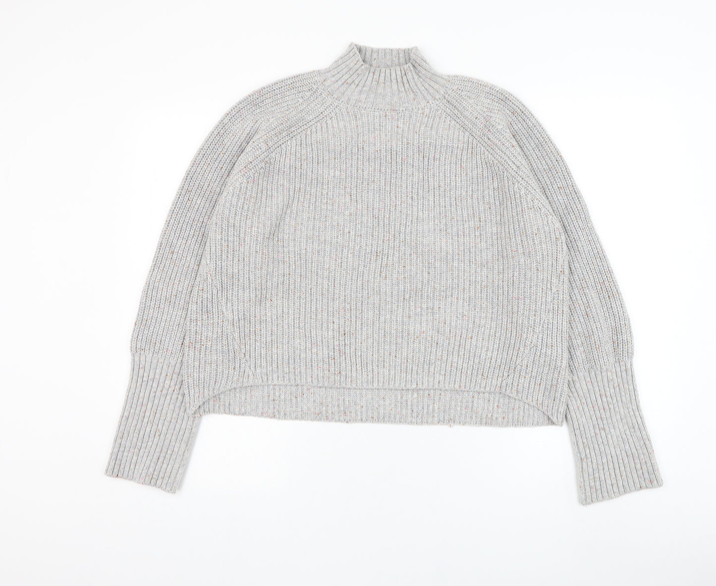 NEXT Womens Grey Mock Neck Acrylic Pullover Jumper Size M