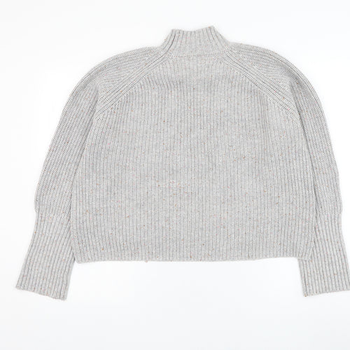 NEXT Womens Grey Mock Neck Acrylic Pullover Jumper Size M