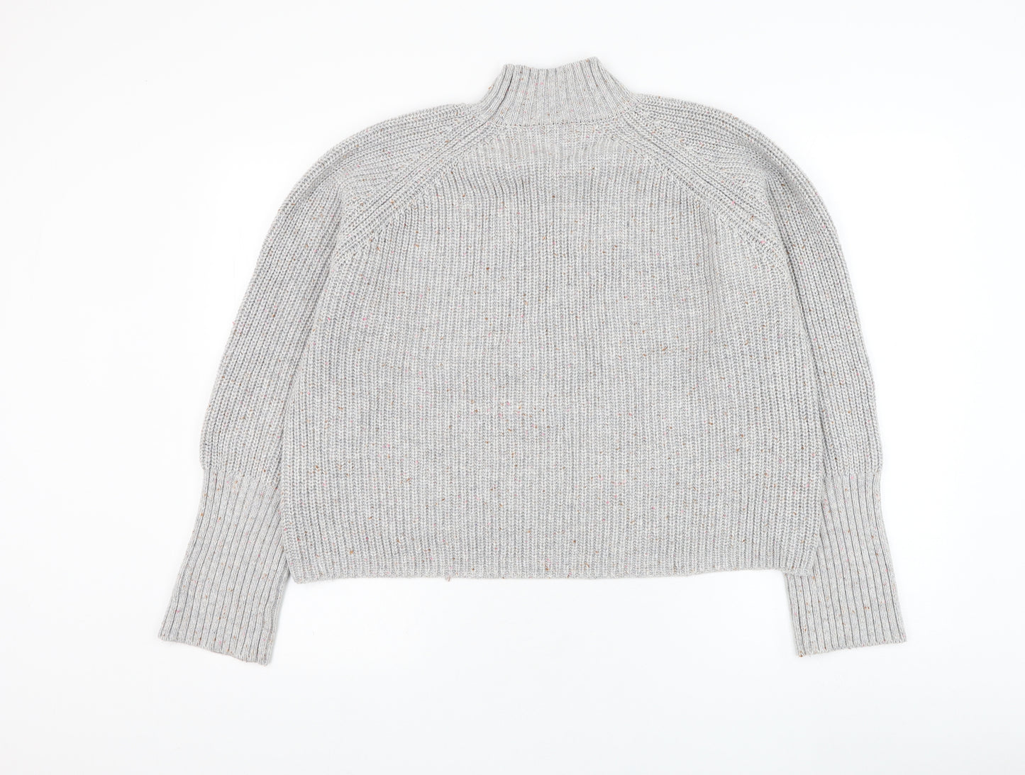 NEXT Womens Grey Mock Neck Acrylic Pullover Jumper Size M