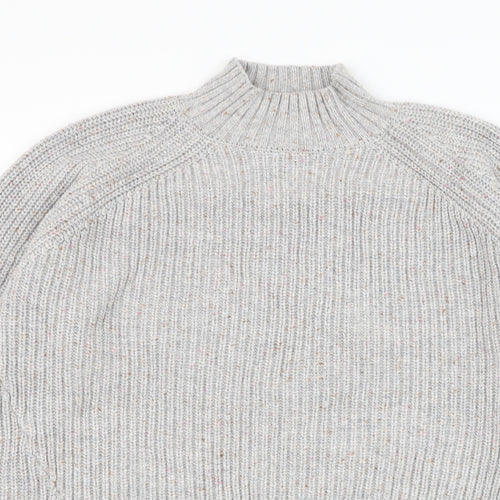 NEXT Womens Grey Mock Neck Acrylic Pullover Jumper Size M