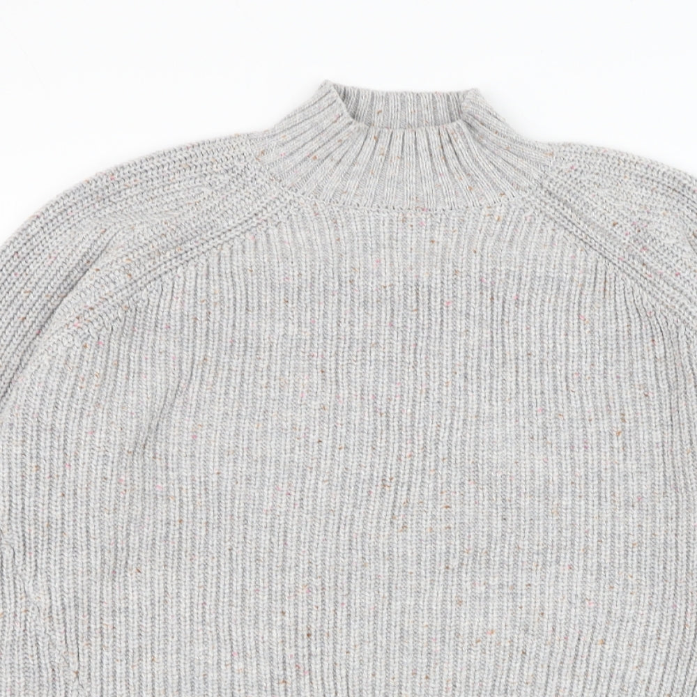 NEXT Womens Grey Mock Neck Acrylic Pullover Jumper Size M