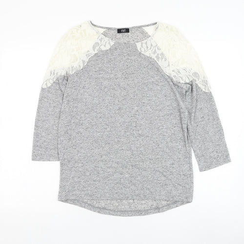 F&F Womens Grey Round Neck Polyester Pullover Jumper Size S