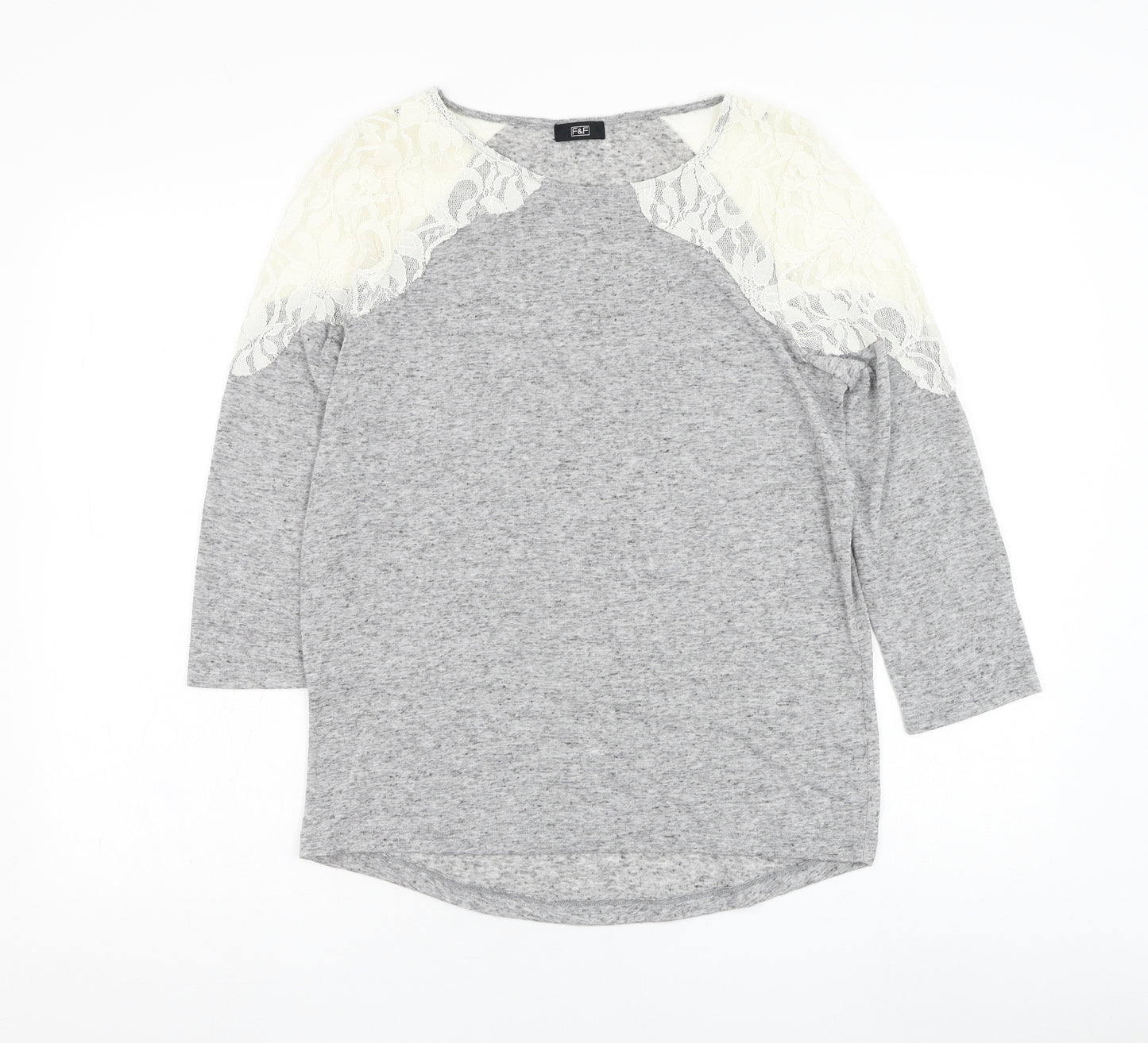 F&F Womens Grey Round Neck Polyester Pullover Jumper Size S