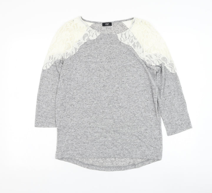 F&F Womens Grey Round Neck Polyester Pullover Jumper Size S