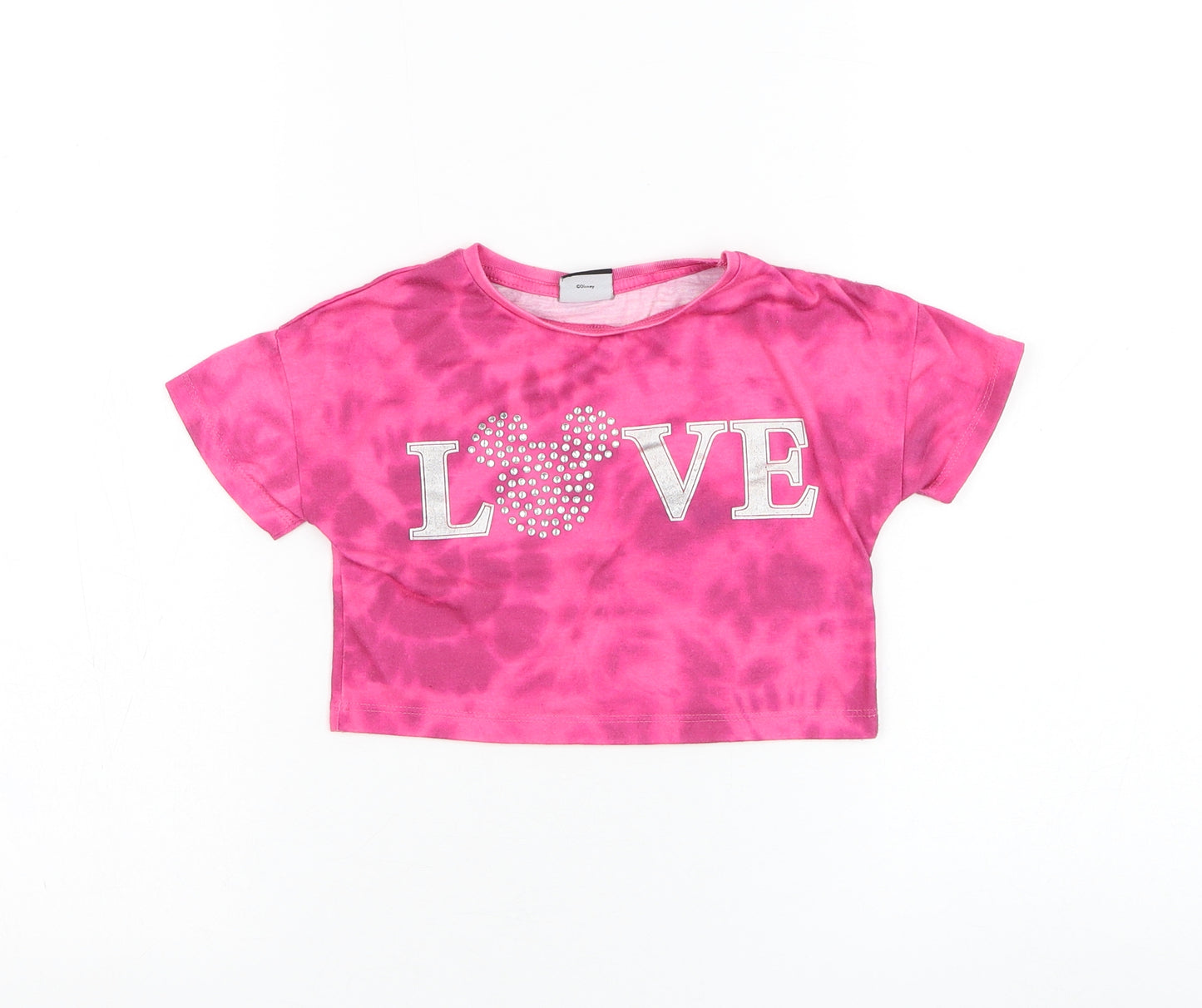 Matalan Girls Pink Polyester Basic T-Shirt Size 4 Years Round Neck Pullover - Minnie Mouse