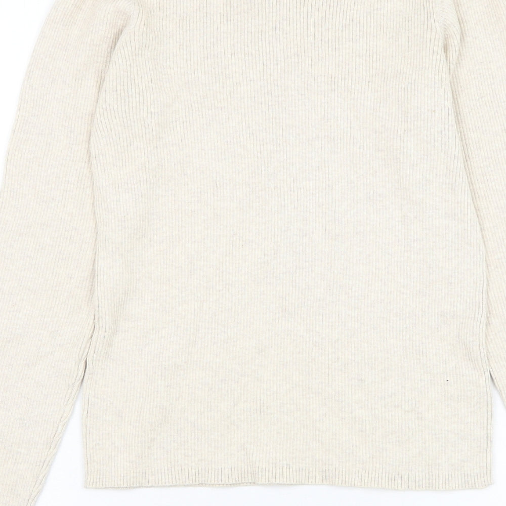 NEXT Girls Beige Collared Cotton Pullover Jumper Size 11 Years Pullover
