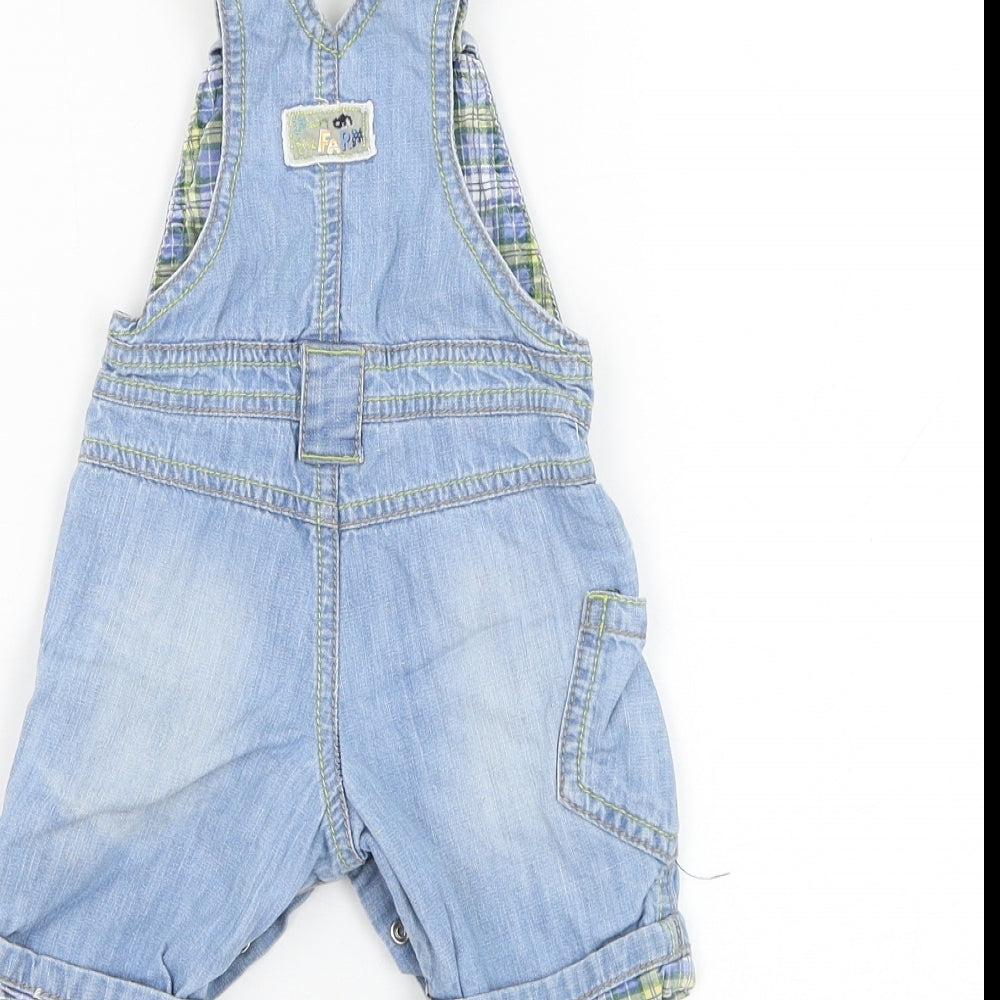 NEXT Boys Blue Cotton Dungaree One-Piece Size 0-3 Months Button - Horse