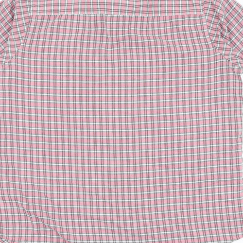 Premier Man Mens Pink Check Polyester Button-Up Size L Collared Button