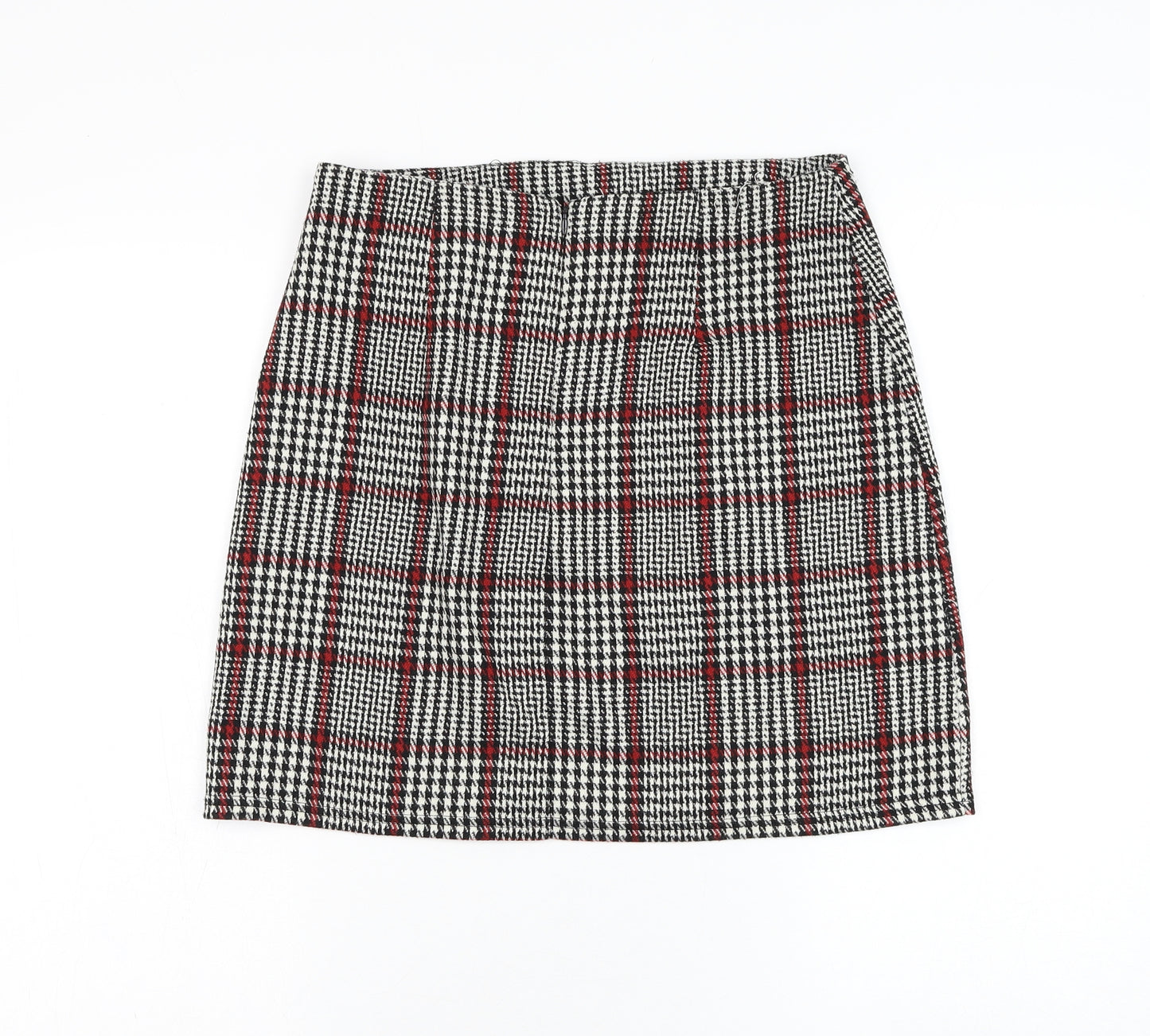 Dorothy Perkins Womens White Check Polyester A-Line Skirt Size 8 Zip