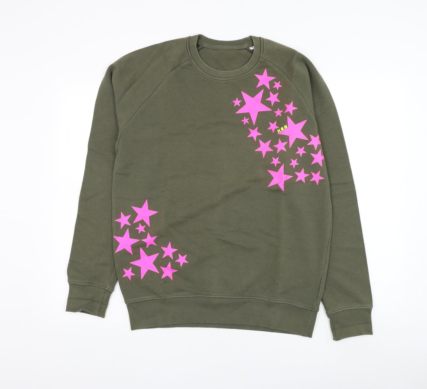 House Of Neon Womens Green Cotton Pullover Sweatshirt Size M Pullover - Star