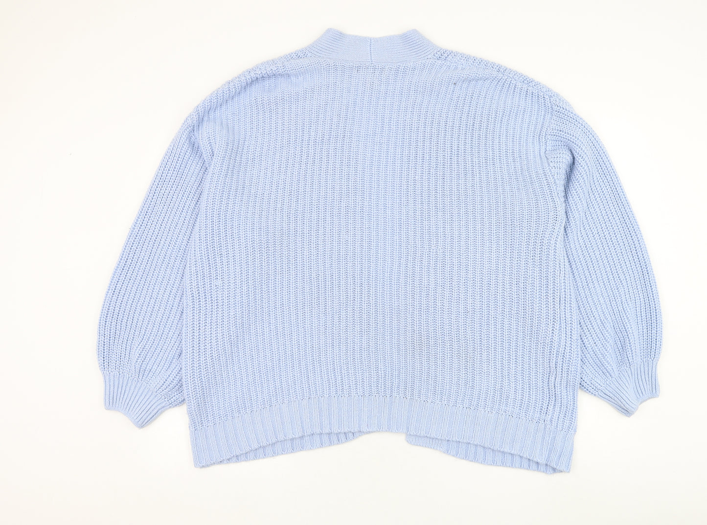 New Look Womens Blue Square Neck Acrylic Cardigan Jumper Size L