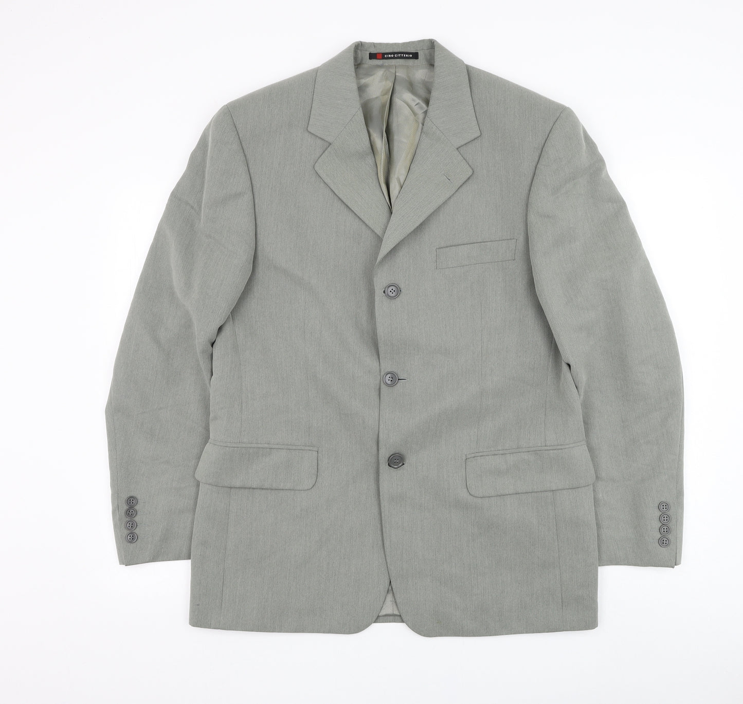 Ciro Citterio Mens Grey Polyester Jacket Suit Jacket Size 36