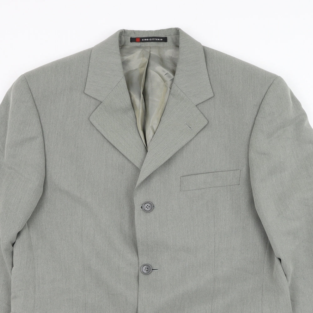 Ciro Citterio Mens Grey Polyester Jacket Suit Jacket Size 36