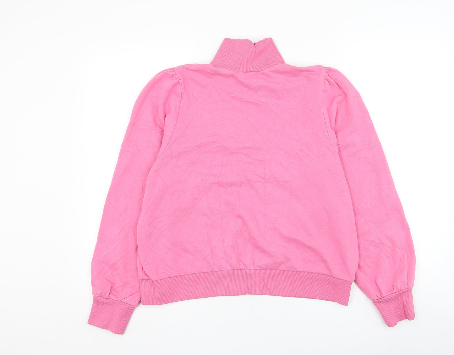 H&M Womens Pink Cotton Henley Sweatshirt Size L Pullover