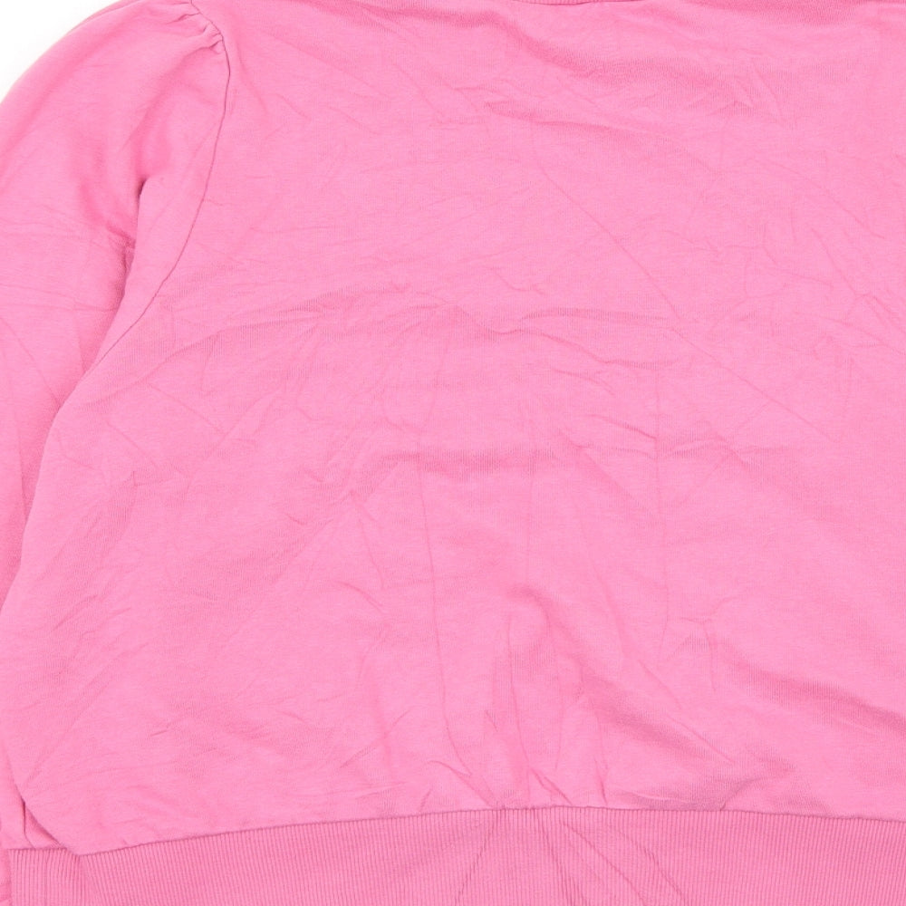 H&M Womens Pink Cotton Henley Sweatshirt Size L Pullover
