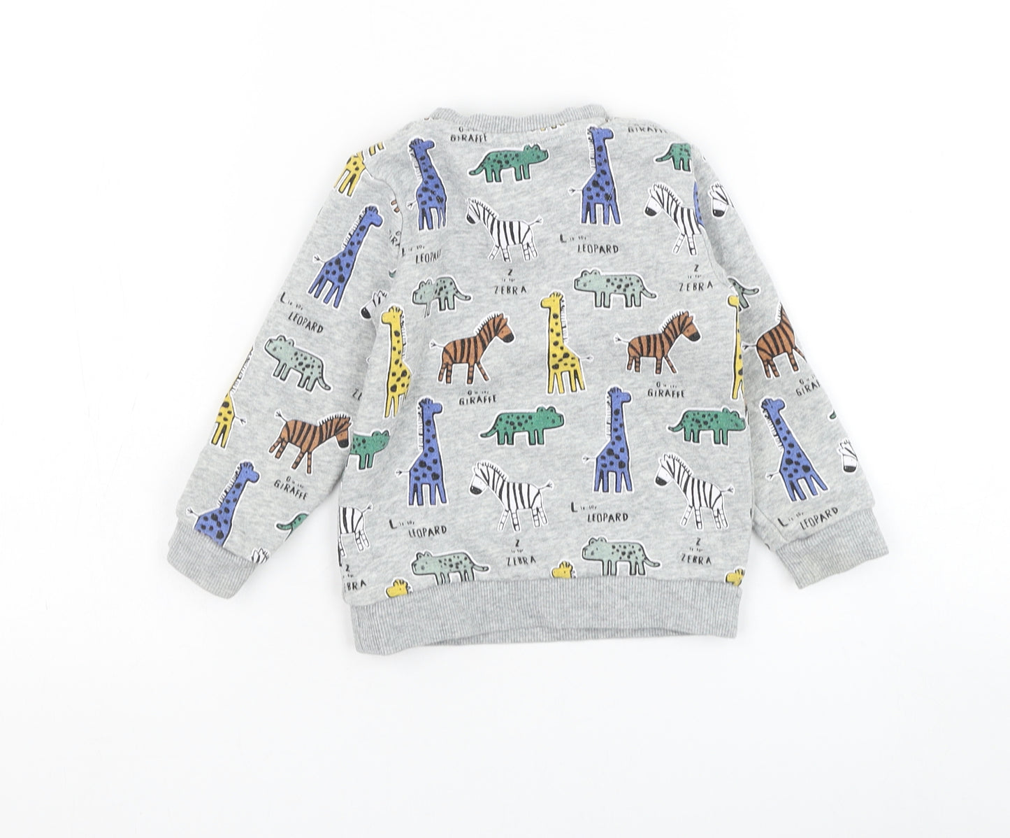 F&F Boys Grey Cotton Pullover Jumper Size 12-18 Months Pullover - Animal