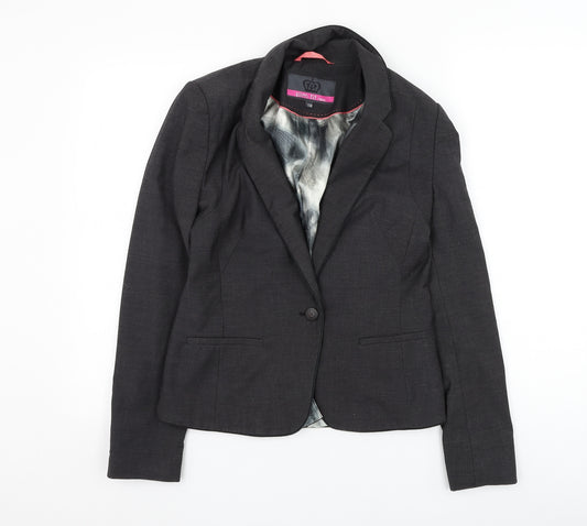 Front view of Next women’s grey jacket blazer, size UK 10, button
