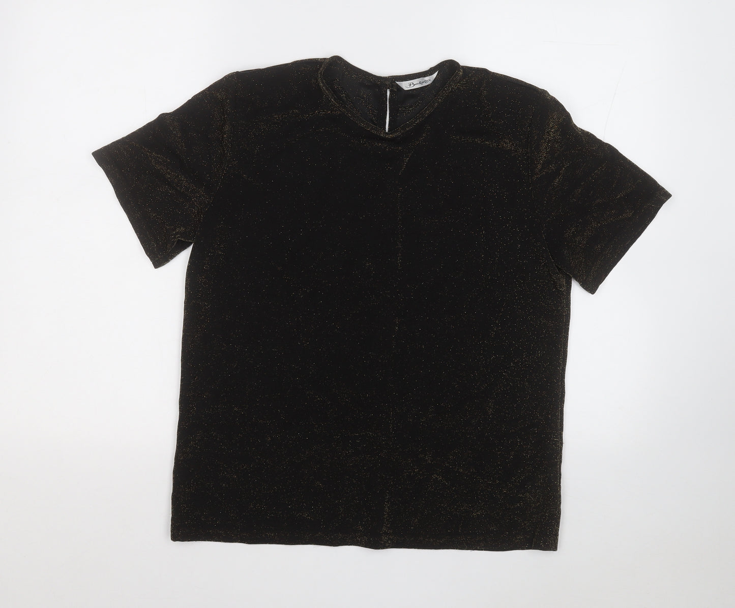 Berkertex Womens Black Nylon Basic T-Shirt Size 12 Round Neck