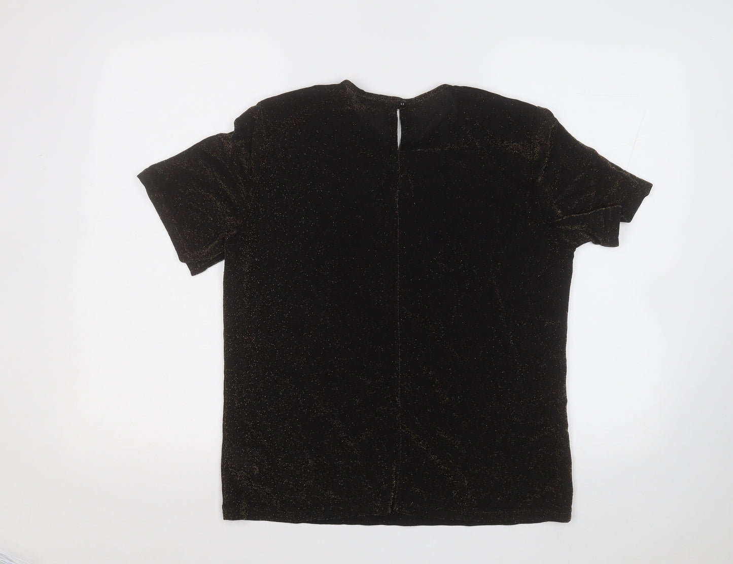 Berkertex Womens Black Nylon Basic T-Shirt Size 12 Round Neck