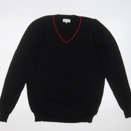 dimentions Mens Black V-Neck Acrylic Pullover Jumper Size M