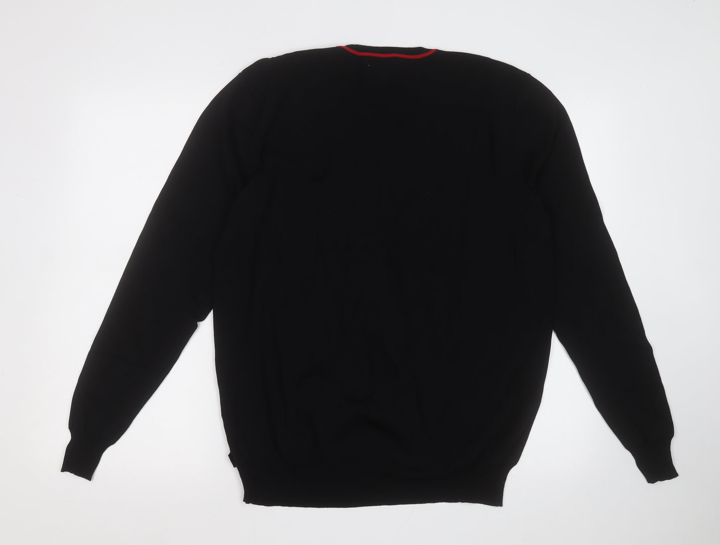 dimentions Mens Black V-Neck Acrylic Pullover Jumper Size M