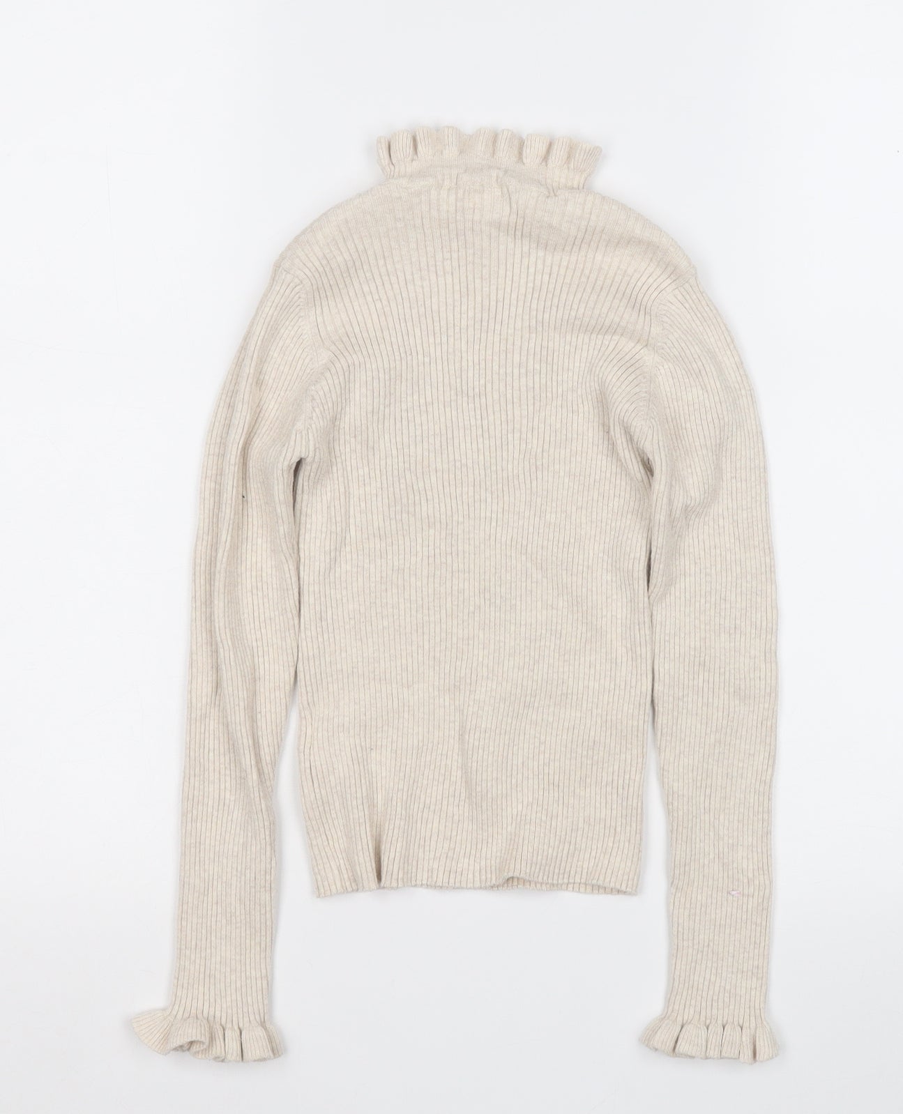 NEXT Girls Beige Round Neck Cotton Pullover Jumper Size 8 Years