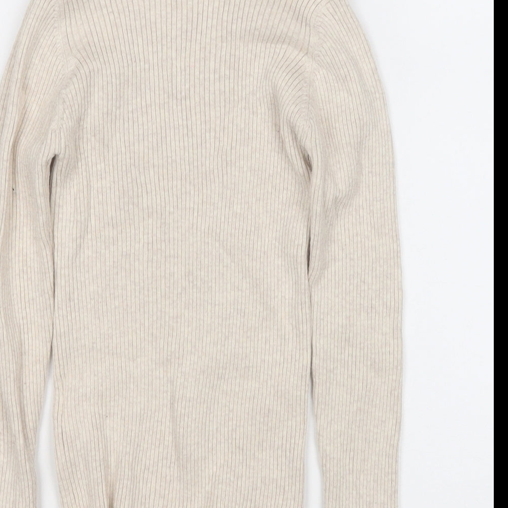 NEXT Girls Beige Round Neck Cotton Pullover Jumper Size 8 Years