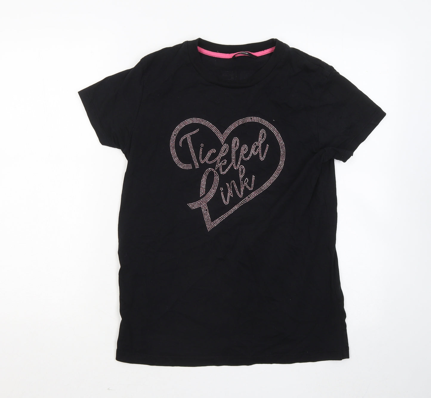 George Womens Black Cotton Basic T-Shirt Size 10 Round Neck