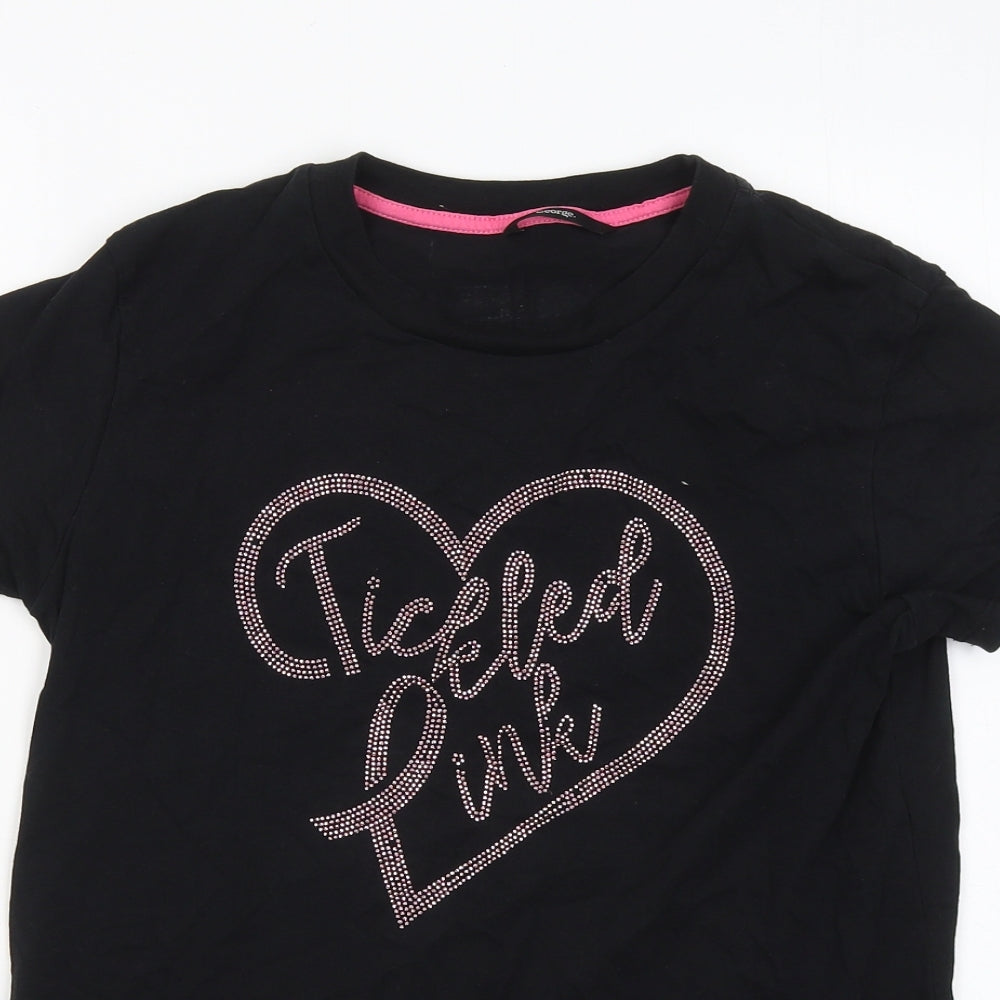 George Womens Black Cotton Basic T-Shirt Size 10 Round Neck
