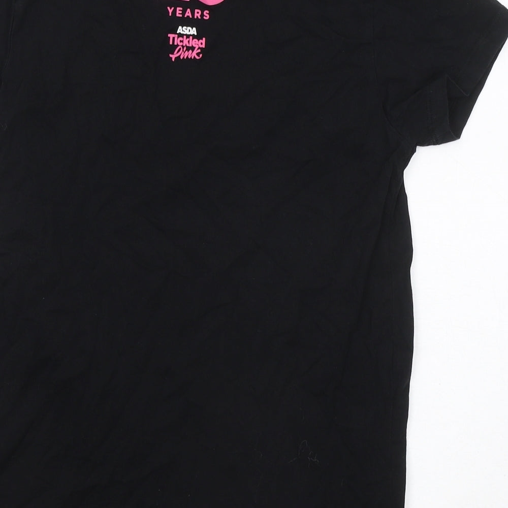 George Womens Black Cotton Basic T-Shirt Size 10 Round Neck