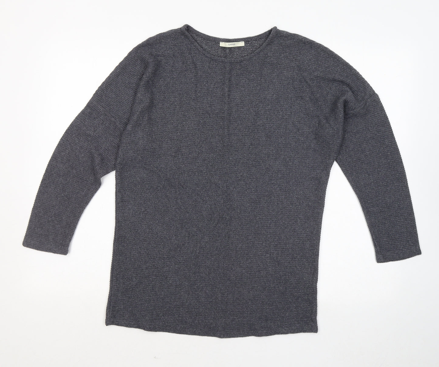 George Womens Grey Round Neck Viscose Pullover Jumper Size M