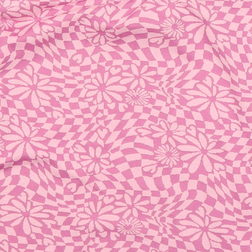 Primark Womens Pink Round Neck Geometric Polyester Pullover Jumper Size 12