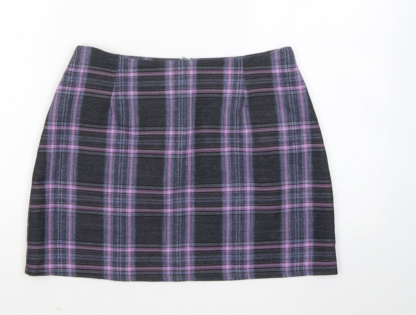 Boohoo Womens Pink Plaid Polyester A-Line Skirt Size 10